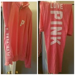 Pink half zip sweatshirt and sweatpants